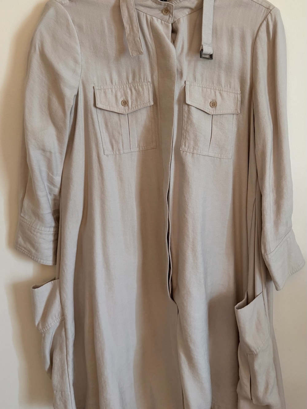 BCBGMaxAzria Beige Casual Button-Down Shirt Dress